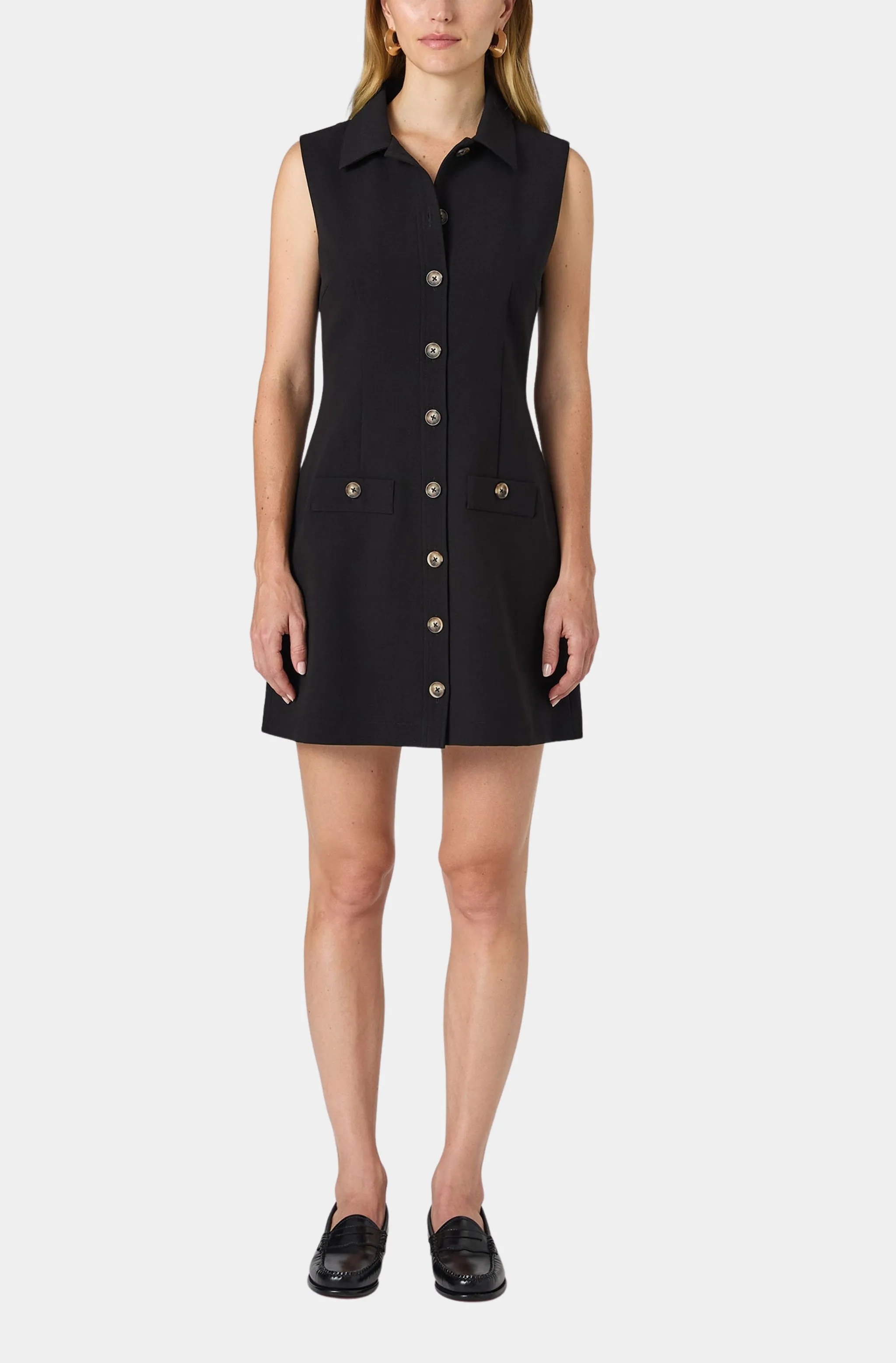 Azra Twill Sleeveless Button Down Dress