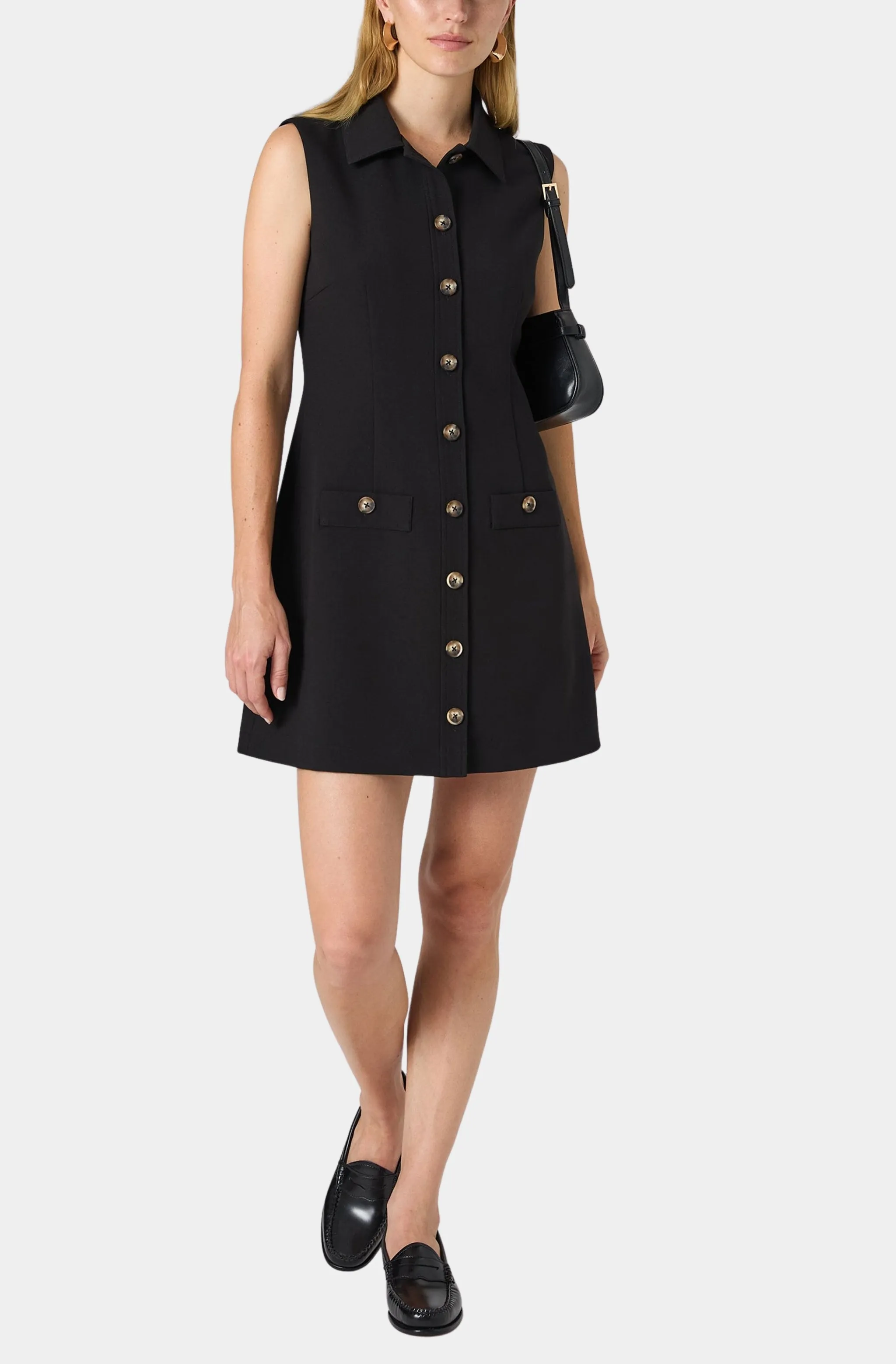 Azra Twill Sleeveless Button Down Dress