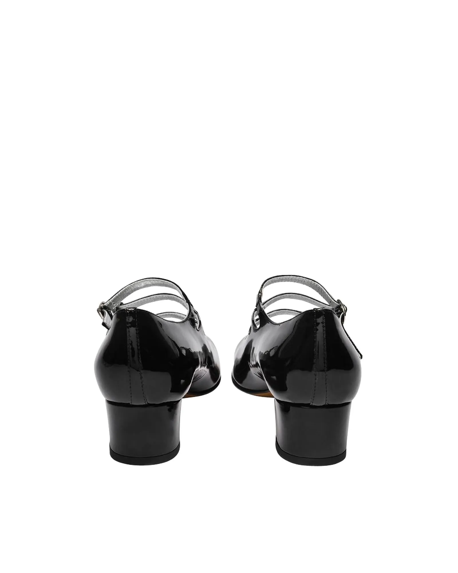 Black Patent Leather Mary Janes with Triple Straps - 4cm Heel