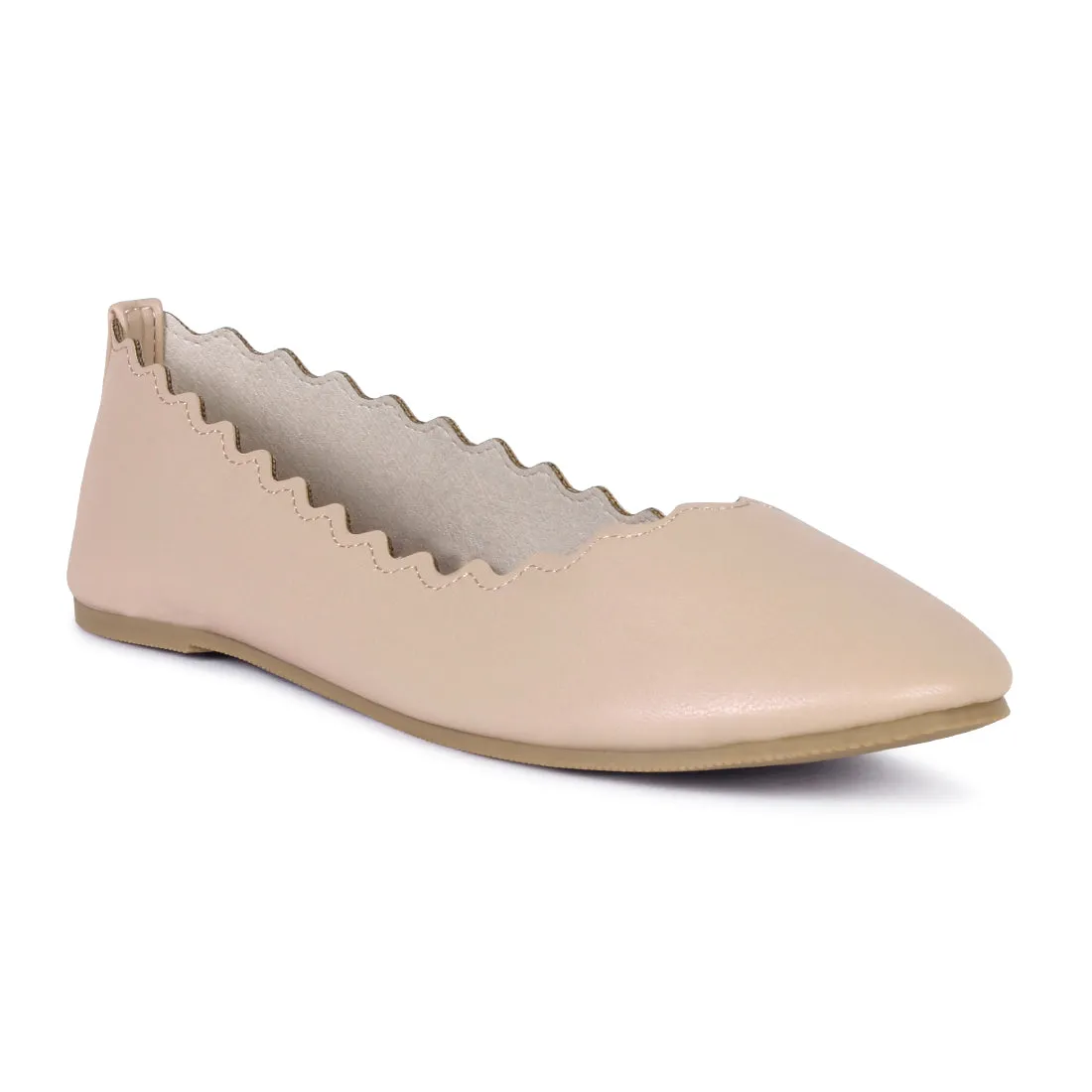 BLEONA Laser Cut Wave Nude Ballerinas