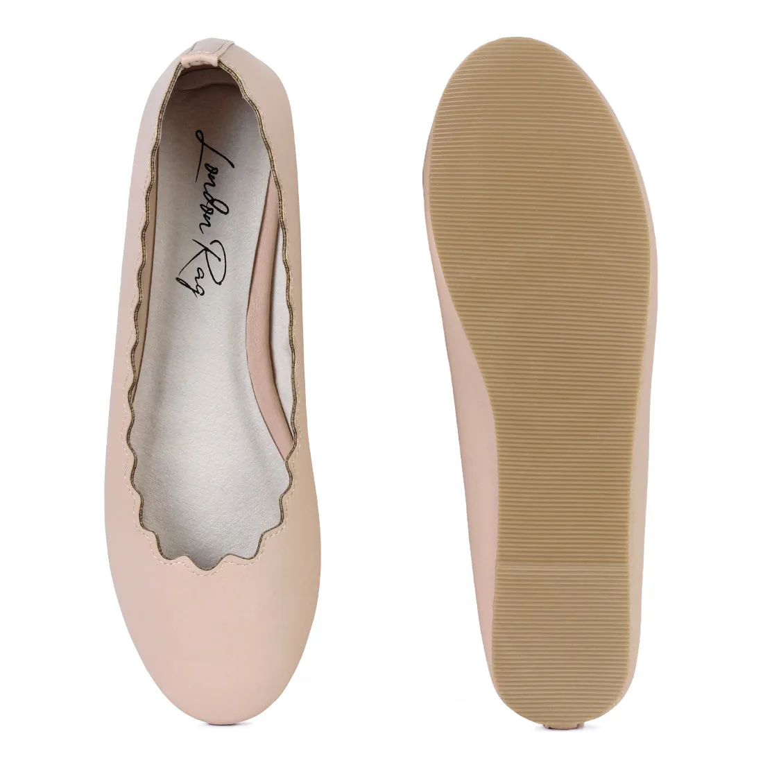 BLEONA Laser Cut Wave Nude Ballerinas