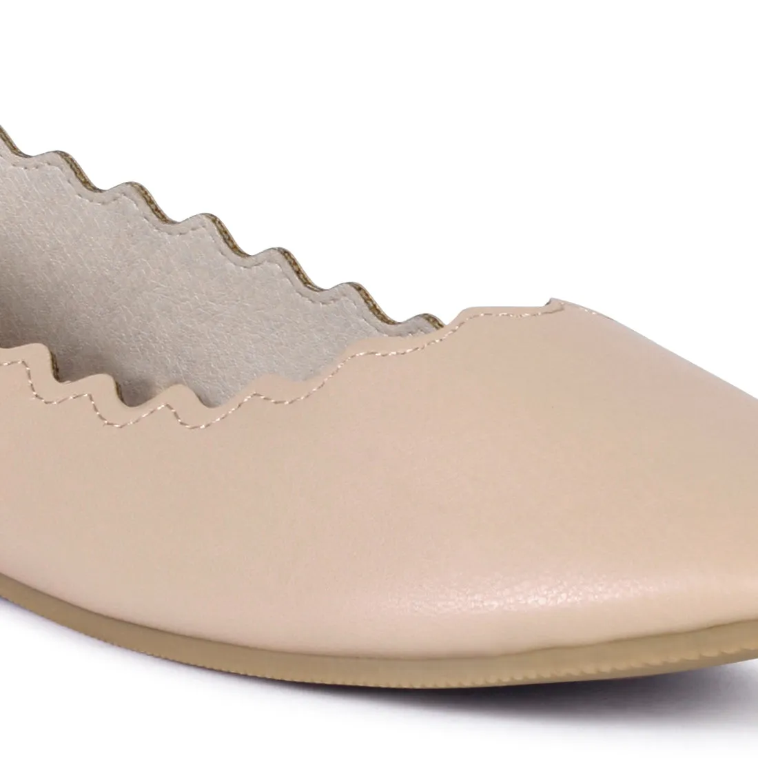 BLEONA Laser Cut Wave Nude Ballerinas