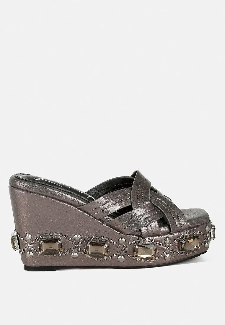 Blistronic Chunky Diamante & Rhinestone Cut-Out Sandals