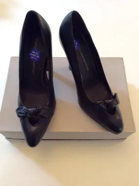 BRAND NEW FRENCH CONNECTION BLACK LEATHER HEELS SIZE 3.5/36