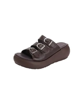 Buckles Front Sole Wedge Sandals