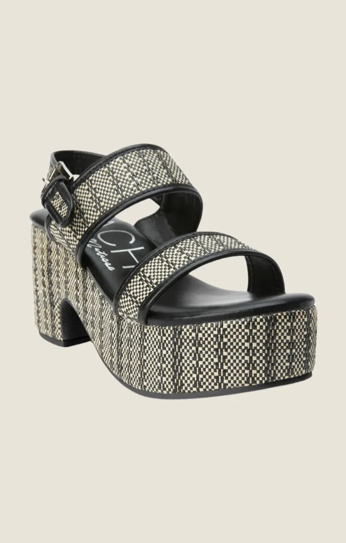 Byron Black Double Strap Wedge Sandal