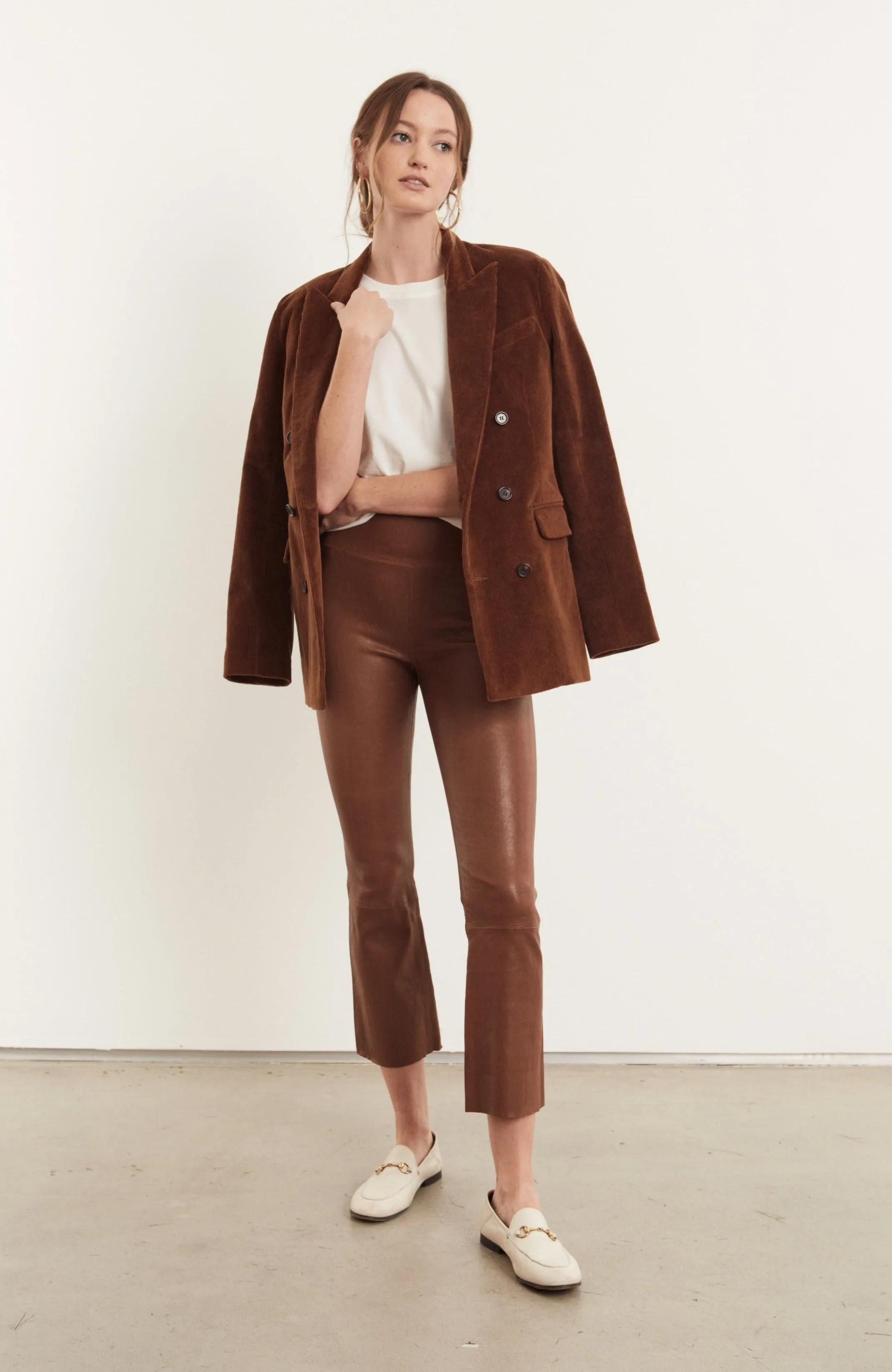 Cocoa Leather Crop Flare