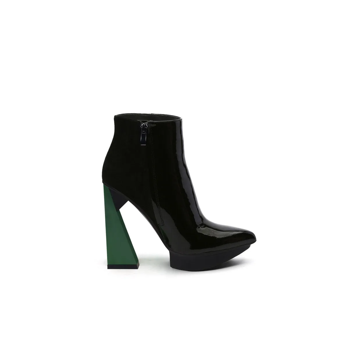 Colored Triangle Heel Platform Boots