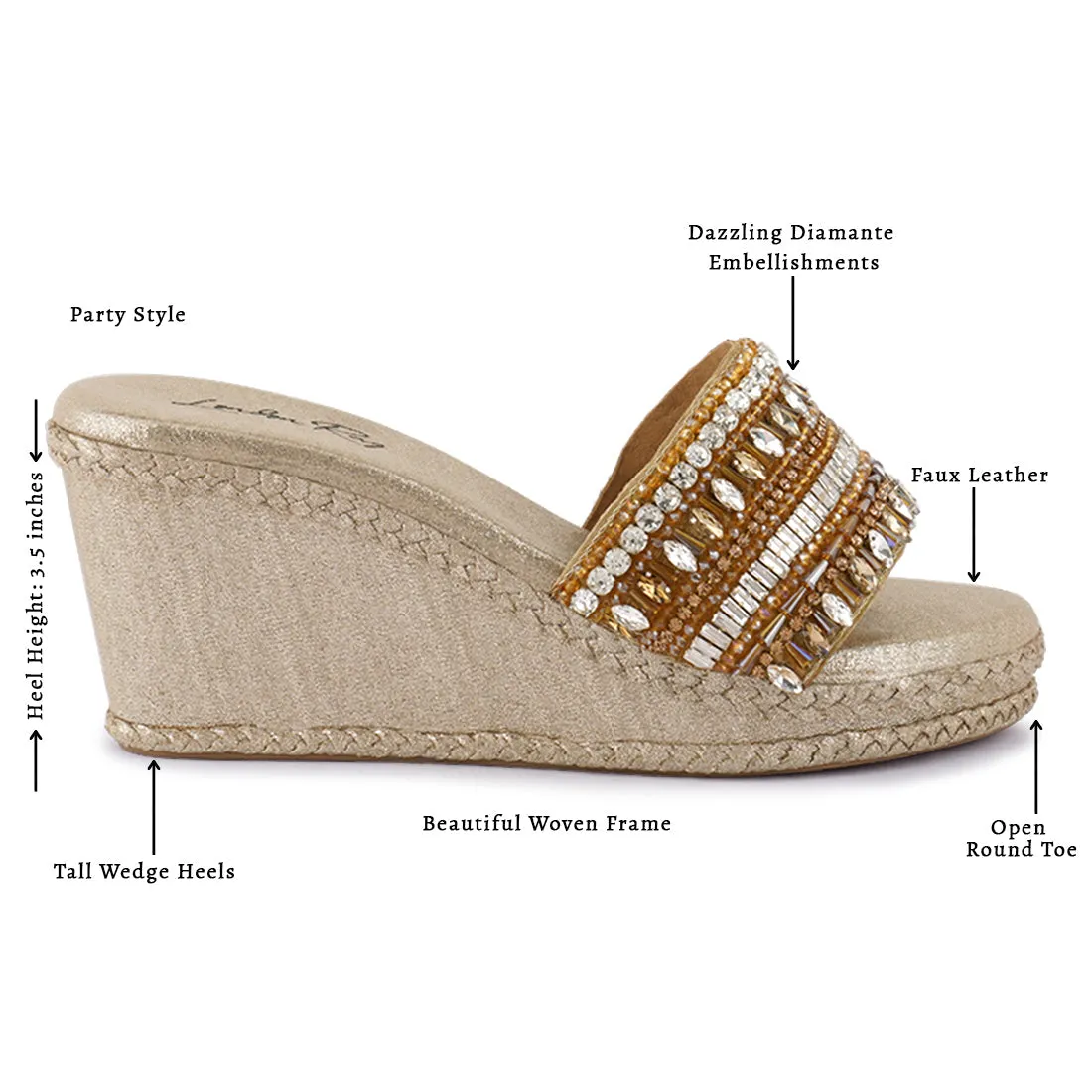 Diamante Embellished Wedge Sandals