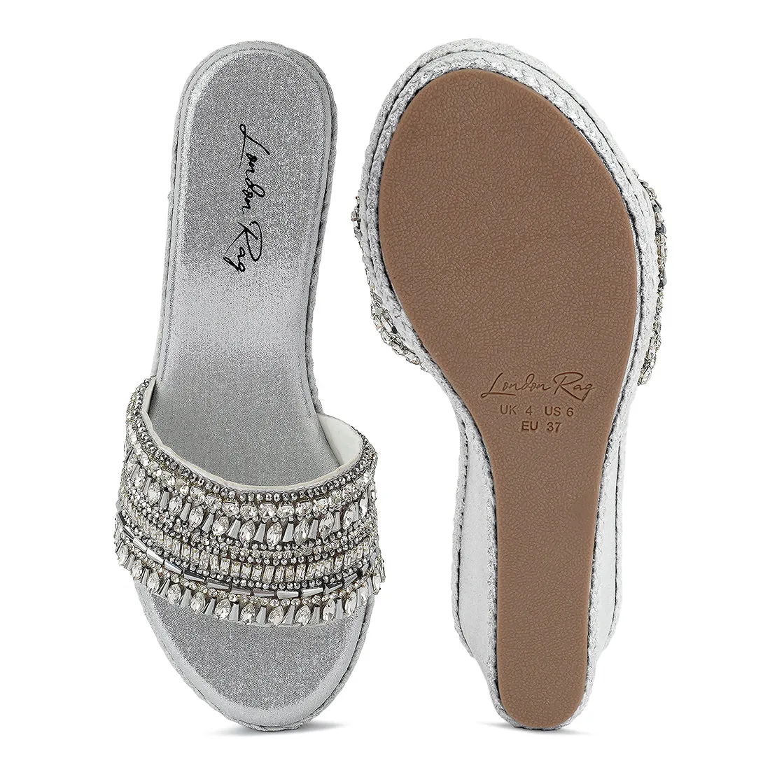 Diamante Embellished Wedge Sandals