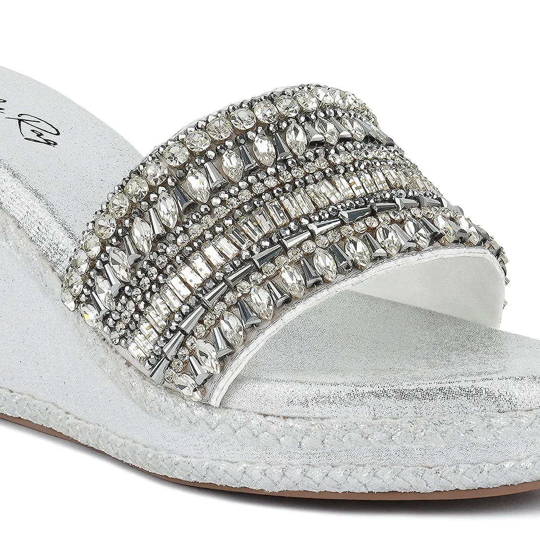 Diamante Embellished Wedge Sandals