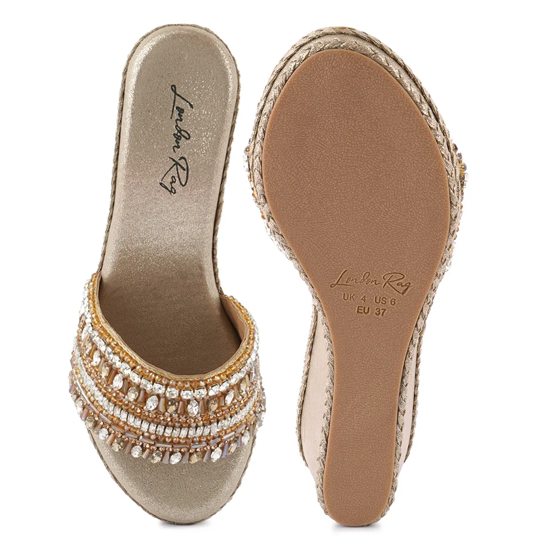 Diamante Embellished Wedge Sandals