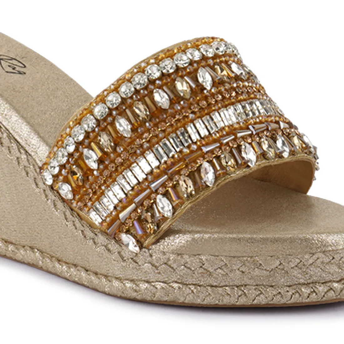 Diamante Embellished Wedge Sandals