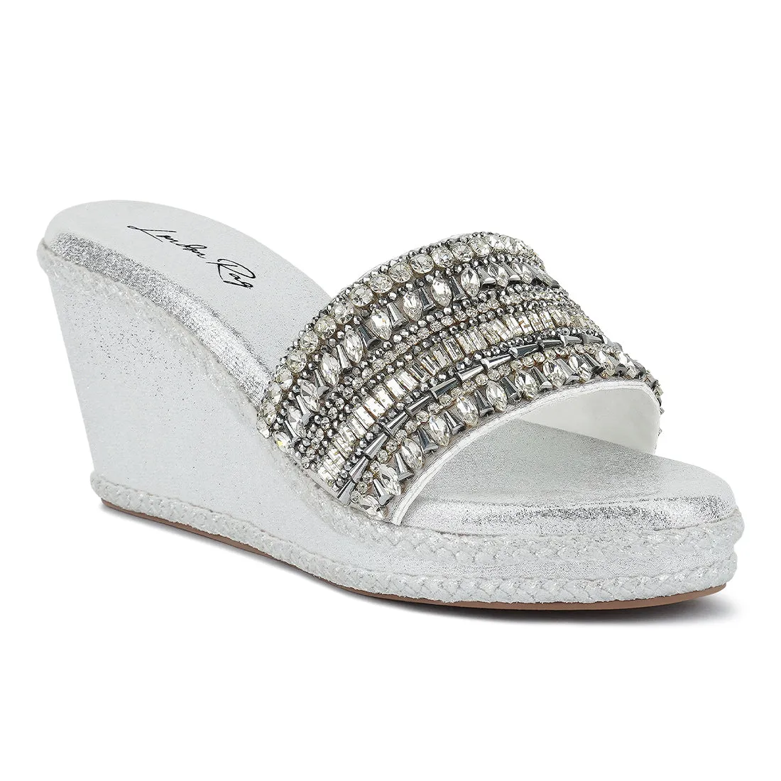 Diamante Embellished Wedge Sandals