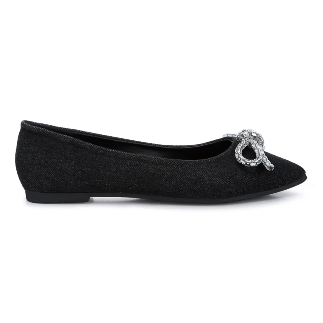 Embellished Bow Detail Ballet Flats