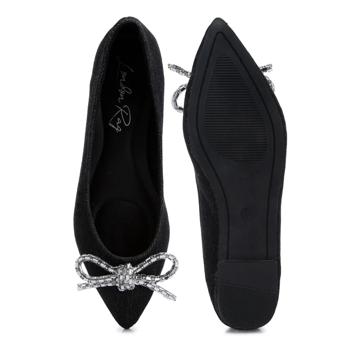 Embellished Bow Detail Ballet Flats