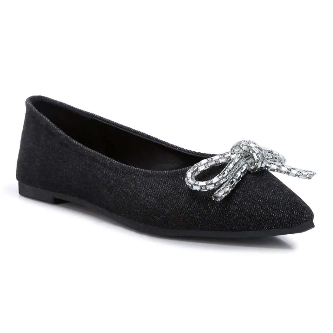 Embellished Bow Detail Ballet Flats