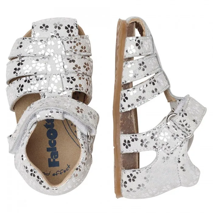 Falcotto Girl's Alby Fisherman Sandals - Fiori Bianco-Argento