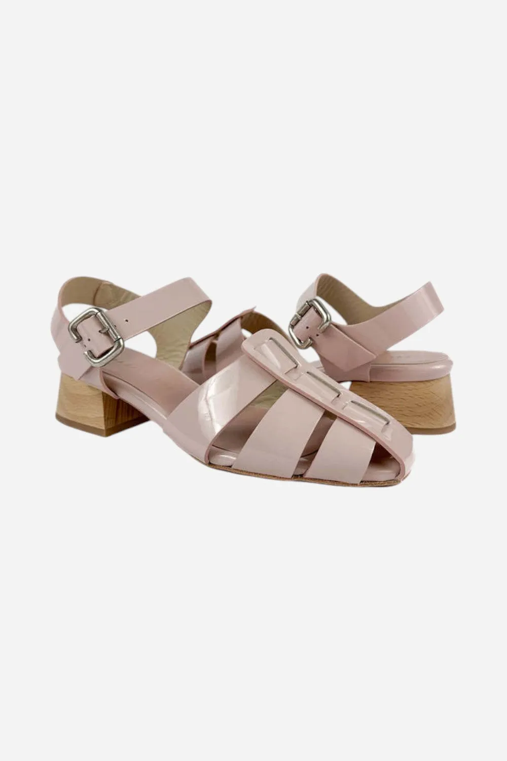 Freda Salvador Hattie Fisherman Mid-heel Sandals in Ballet Pink