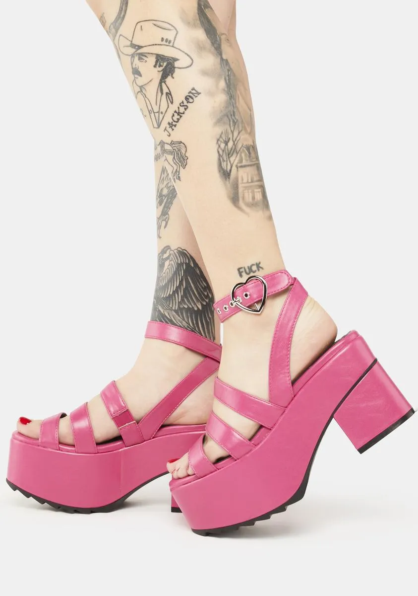 Fuchsia Chunky Platform Sandals