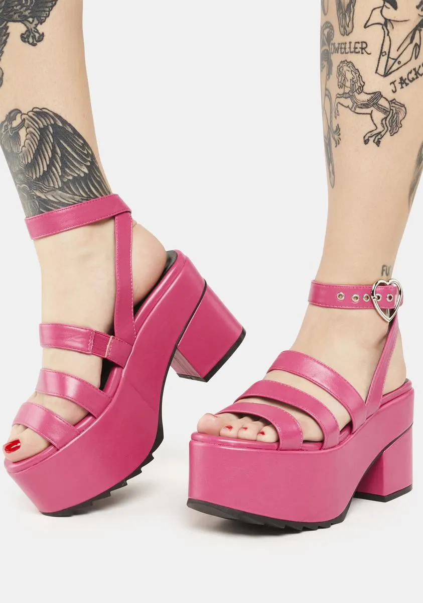 Fuchsia Chunky Platform Sandals