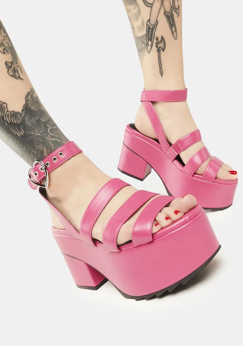 Fuchsia Chunky Platform Sandals