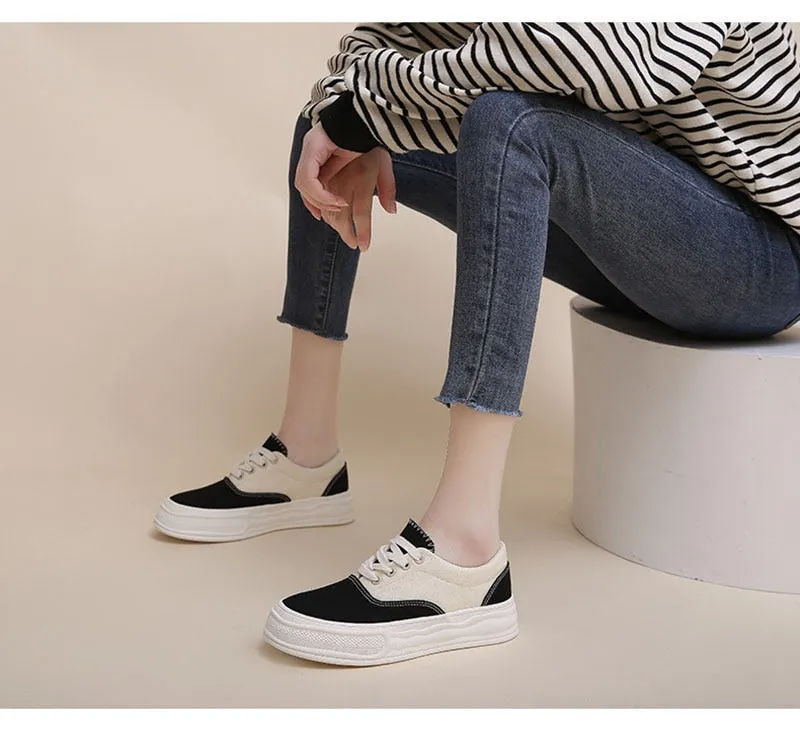 Hnzxzm Spring Summer Women Canvas Shoes Thick Sole Women Flats Breathable Cloth Shoes Casual Woman Footwear Soft Blue A4476