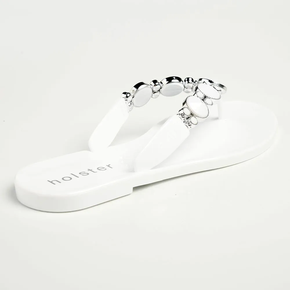 Holster Glam / Embellish Thong Sandals - White/Clear