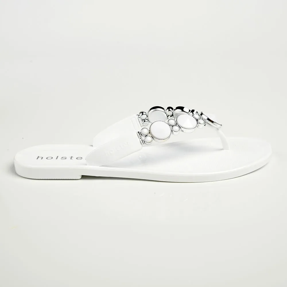 Holster Glam / Embellish Thong Sandals - White/Clear