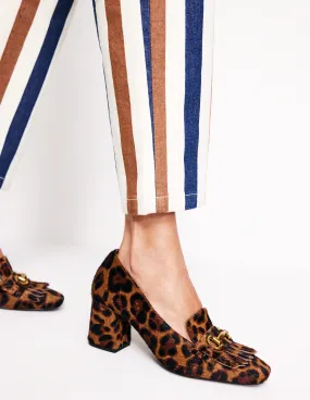 Iris Ghillie Heeled Loafers-Leopard