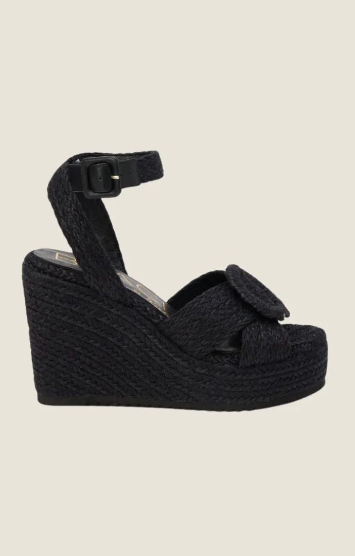 Kai Black Woven Wedge Sandal