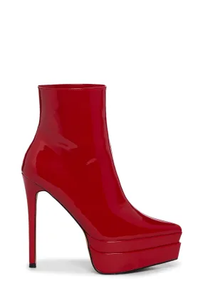 Mondavi Heeled Platform Boots - Red