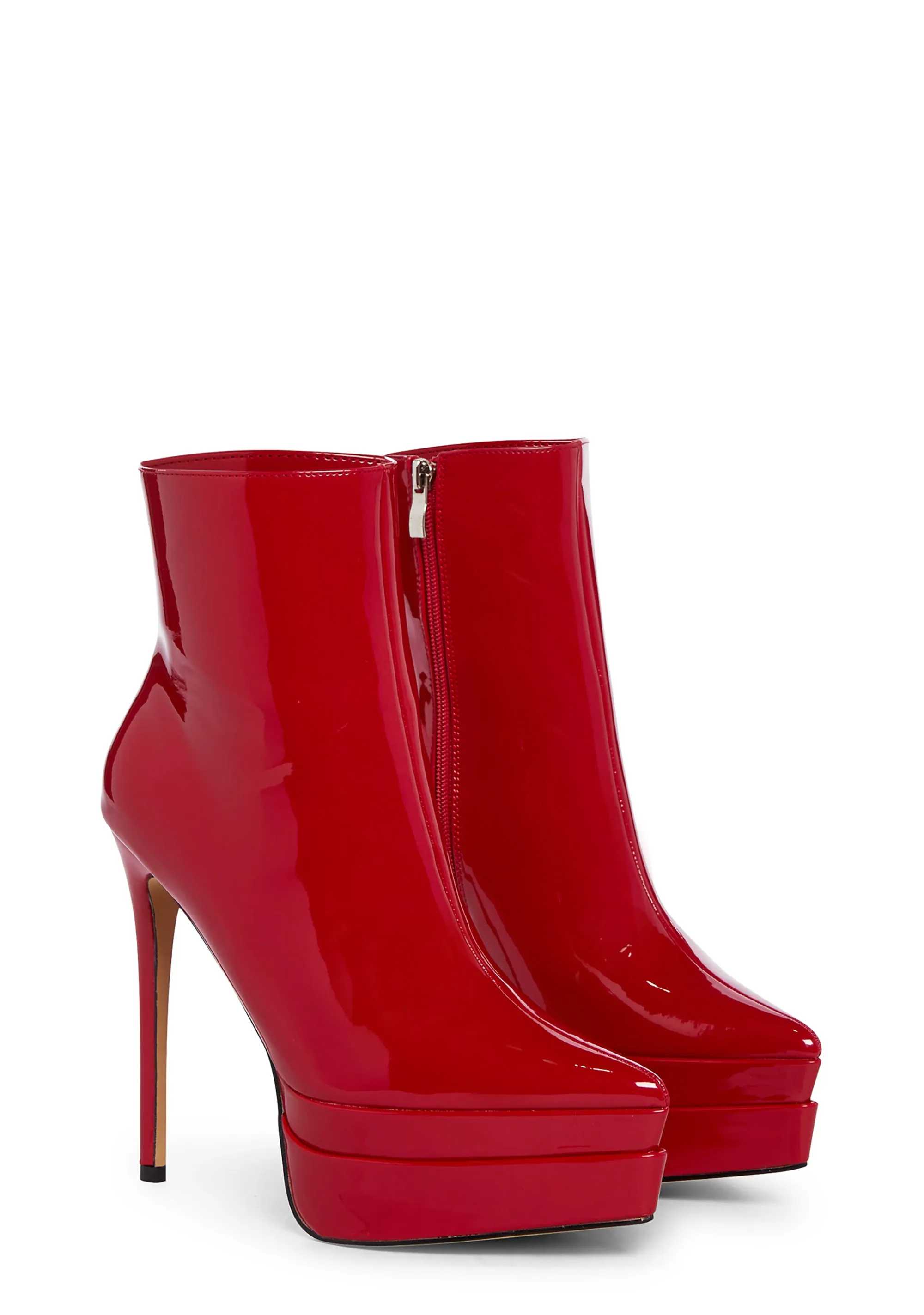 Mondavi Heeled Platform Boots - Red