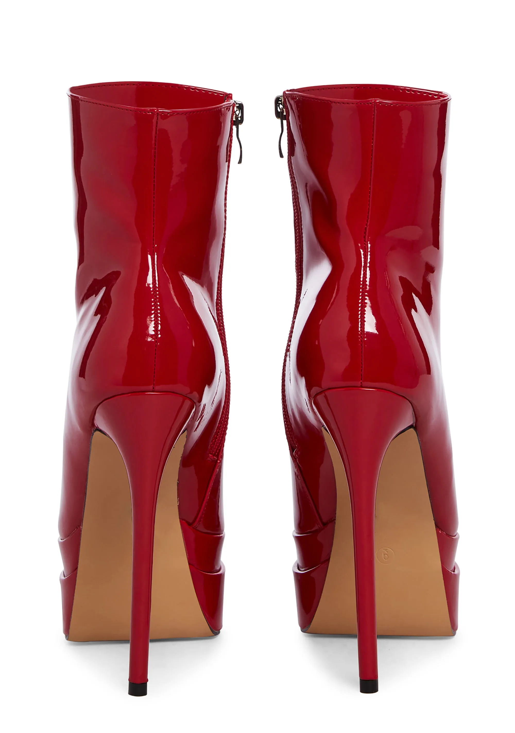 Mondavi Heeled Platform Boots - Red