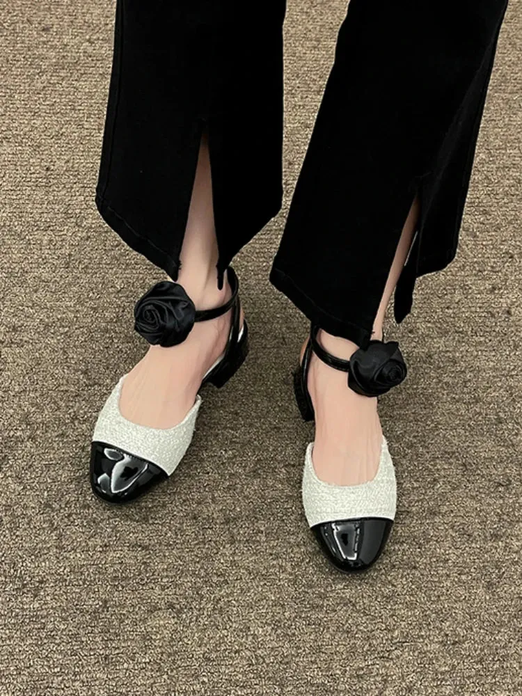 MQTIME  - French Elegant Buckle Shoes Mary Janes 2024 Summer Woman Low Heel Non Slip Sandals Korean Fashion Vintage Soft Heels Office Lady