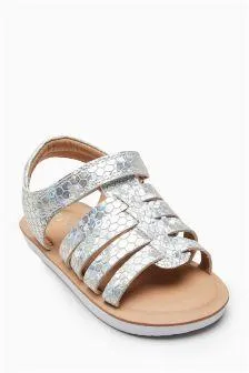 Next Girls Silver Iridescent Fisherman Sandals