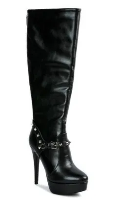 Patent Stiletto Heeled Mid Calf Boots