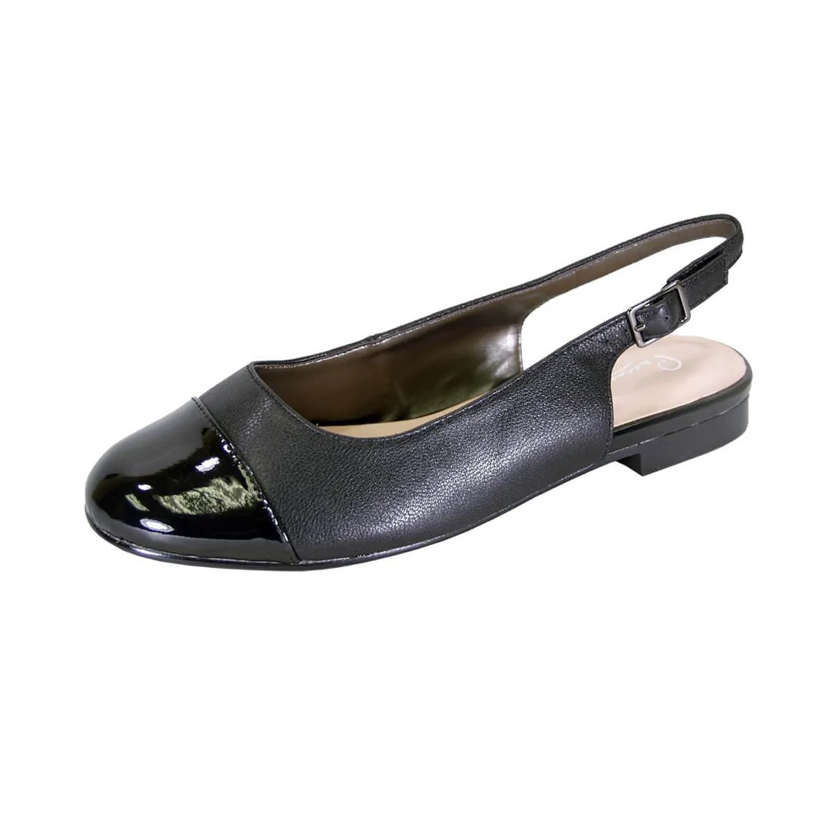 PEERAGE Kennedy Women's Wide Width Slingback Leather Flats