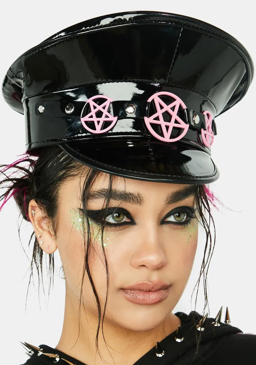 Pink Pentagram Vinyl Captain Hat