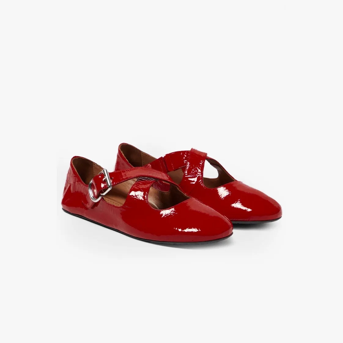 Retro Red Mary Jane Crossed Flats