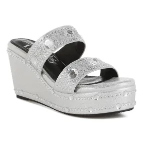 Rhinestone & Diamante Wedge Sandals