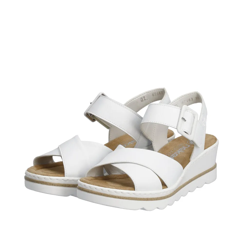 Rieker 67463-80 Alabama White Wedge Sandals