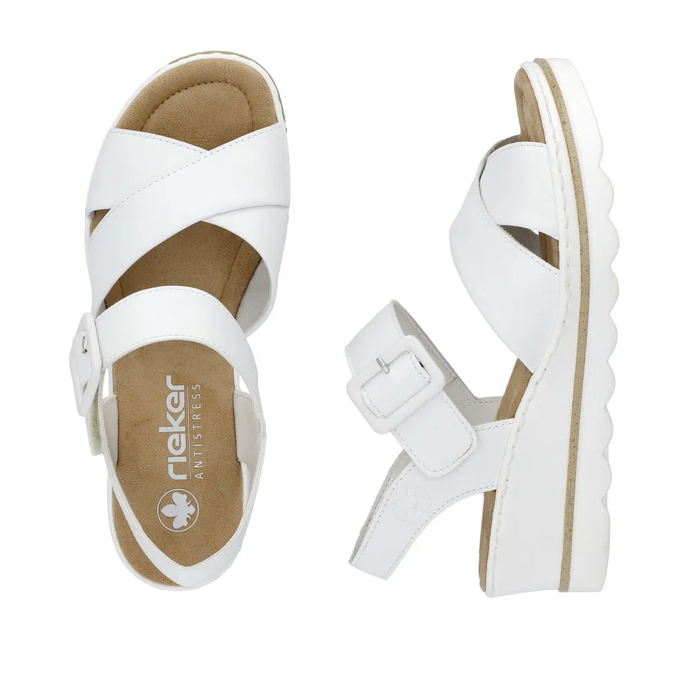 Rieker 67463-80 Alabama White Wedge Sandals