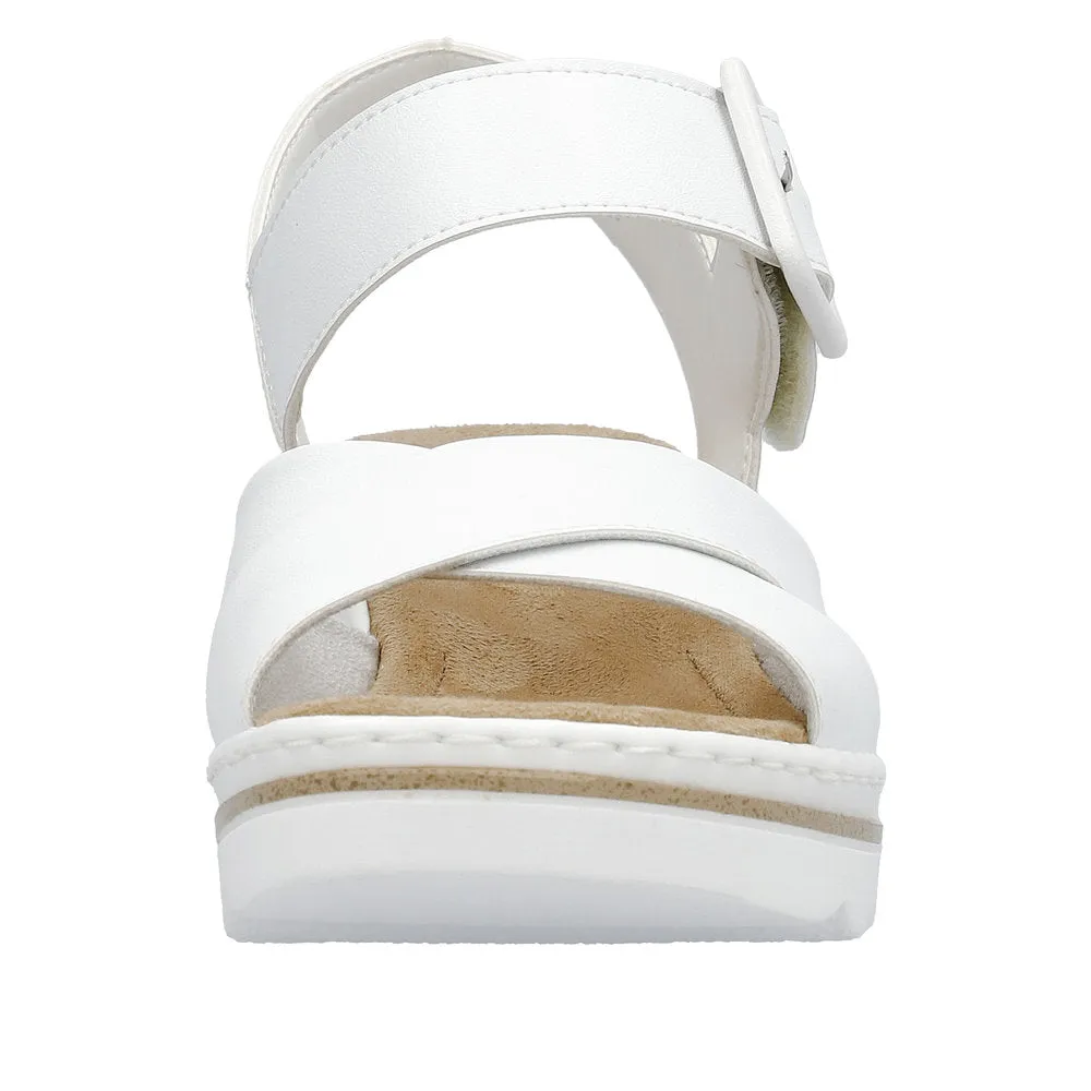 Rieker 67463-80 Alabama White Wedge Sandals