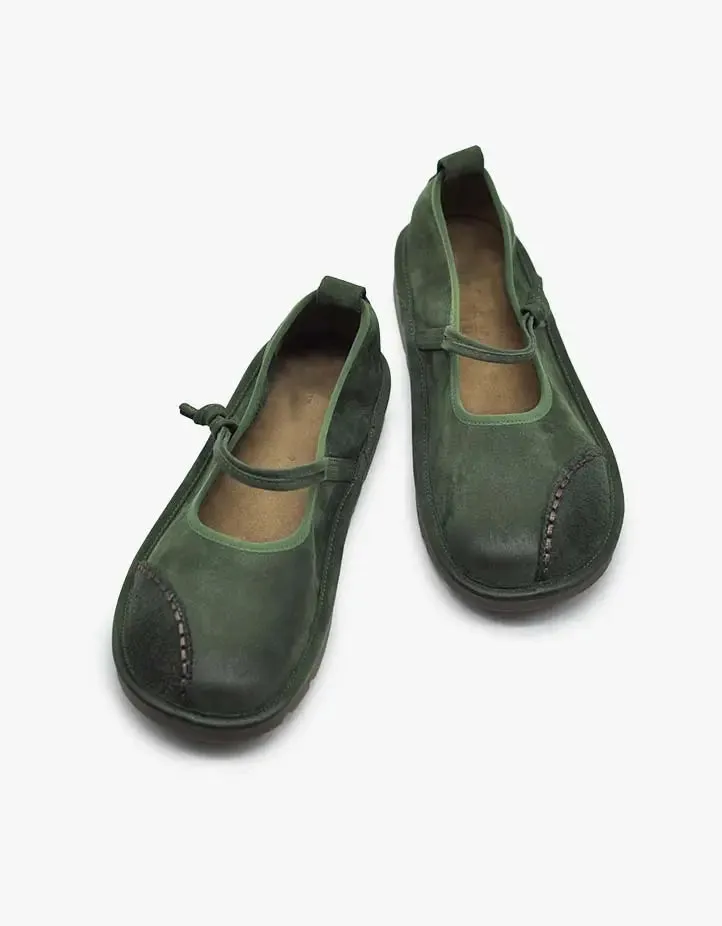 Round Toe Soft Leather Flats