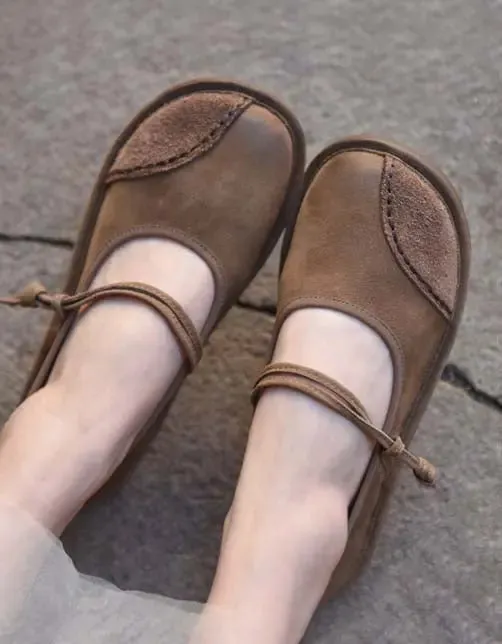 Round Toe Soft Leather Flats