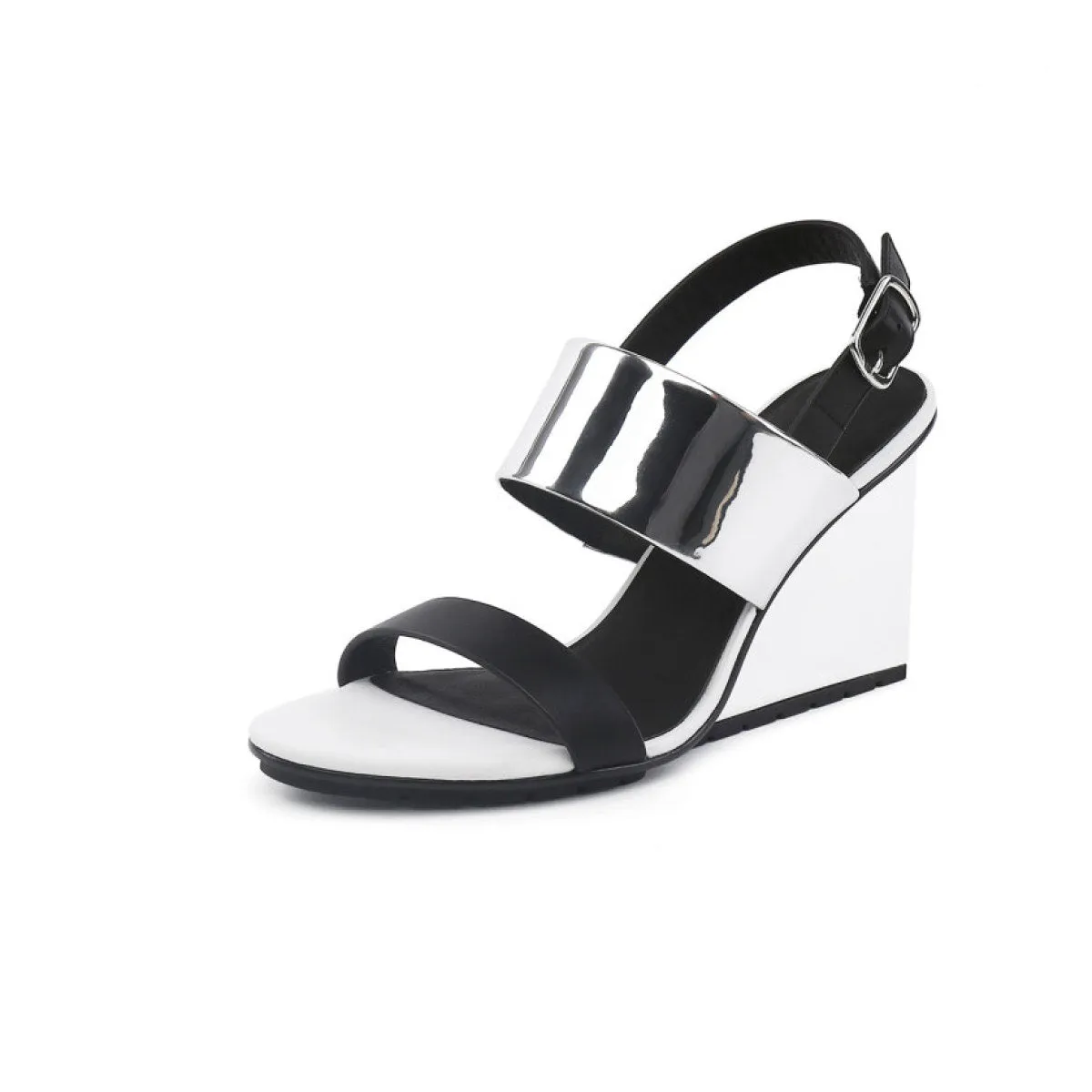 Solid Multi-Strap Slingback Wedge Sandals