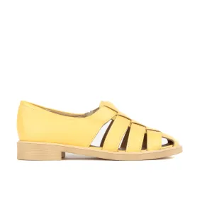 Sorrento - Yellow - Women's woven straps flat leather sandal with covered back