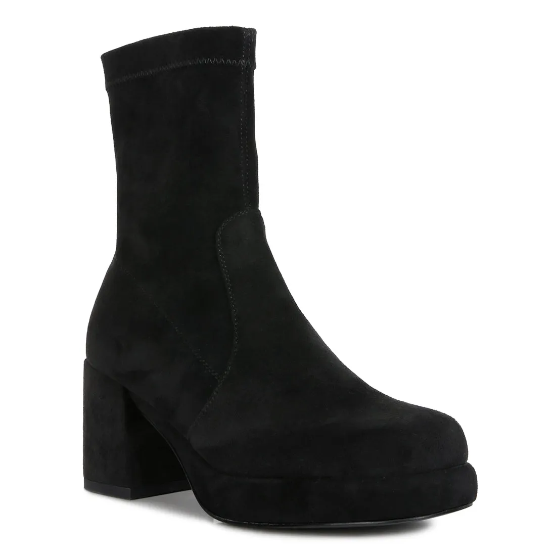 Stretch Suede Ankle Boots