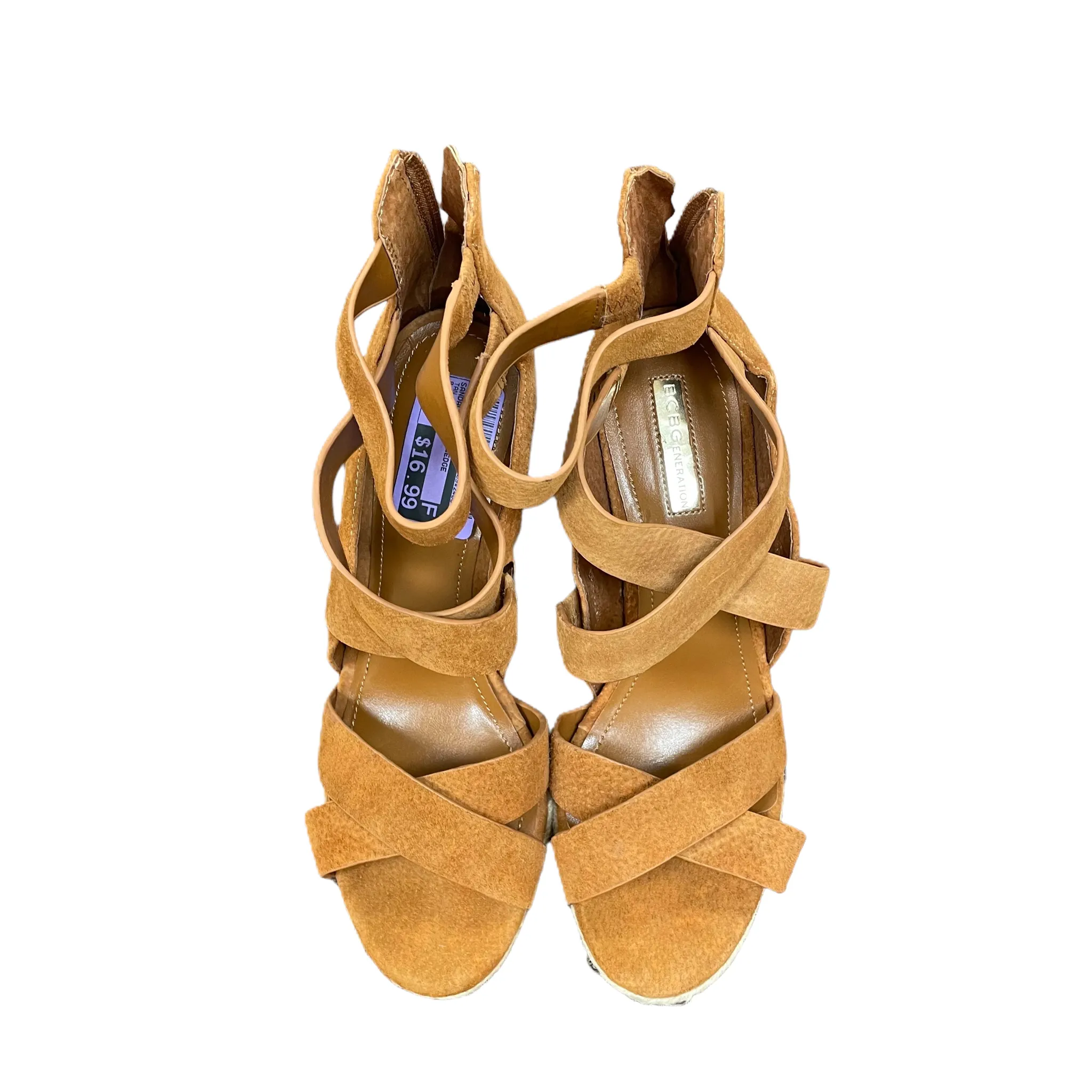 Tan Sandals Heels Wedge By Bcbgeneration, Size: 8.5